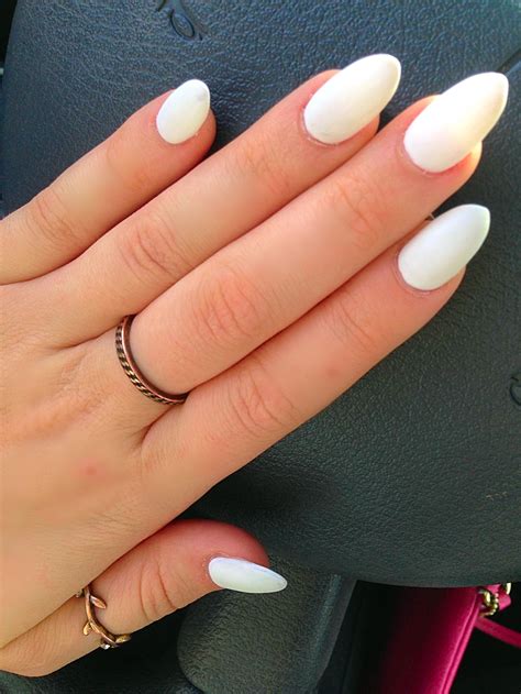 almond white tip acrylic nails|almond shaped long nails.